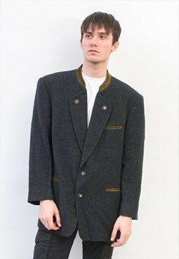 KRUGER Vintage L Men Wool blend UK 42 Jacket Coat Trachten