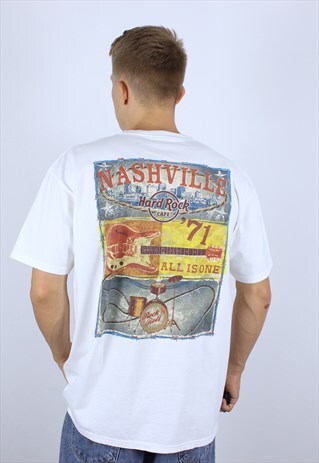VINTAGE HARD ROCK CAFE NASHVILLE MENS PRINTED T-SHIRT TOP
