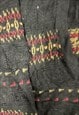 VINTAGE ABSTRACT KNITTED CARDIGAN PATTERNED GRANDAD SWEATER