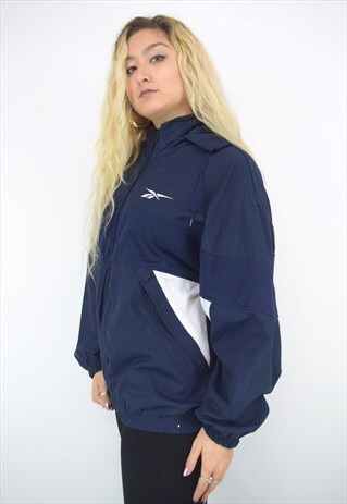 VINTAGE 90'S REEBOK NAVY & WHITE ZIP UP JACKET