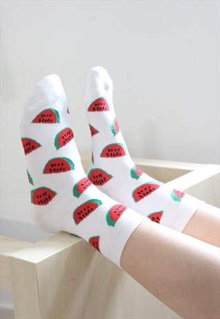 WATERMELON PRINTED SOCKS - WHITE