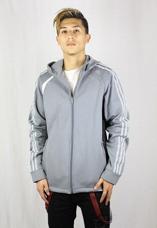 MENS VINTAGE ADIDAS JACKET HOODIE MEDIUM CLIMA COOL 90'S