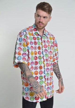 VINTAGE ABSTRACT CRAZY PATTERNED SHIRT