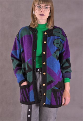 RAD VINTAGE ABSTRACT PATTERN CARDIGAN FROM THE 90S