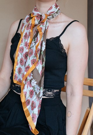 VINTAGE 80S FLORAL PRINT SCARF