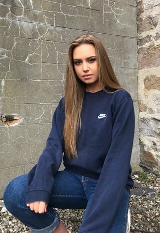 VINTAGE NIKE UNISEX NAVY SWEATSHIRT / JUMPER / SWEATER