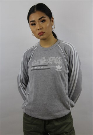 VINTAGE ADIDAS 90'S GREY PRINT SWEATSHIRT