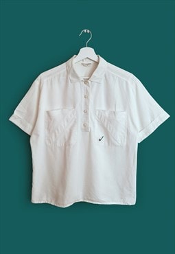 Vintage 80's Retro Boxy Button-up Golf Shirt / Blouse