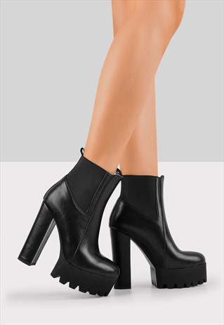 chunky heel platform chelsea boots