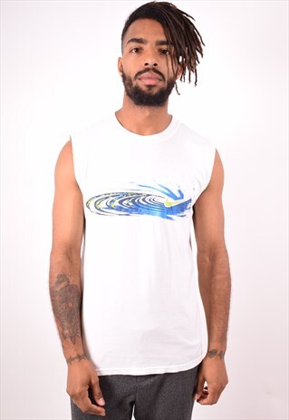 NIKE MENS VINTAGE VEST TOP MEDIUM WHITE 90S