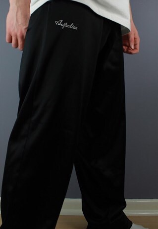 VINTAGE AUSTRALIAN JOGGERS IN BLACK WITH EMBROIDERY