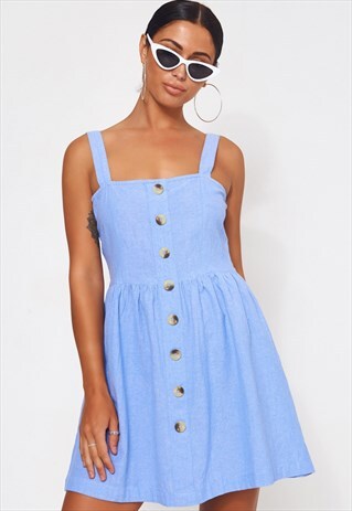 BLUE BUTTON DOWN SUN DRESS