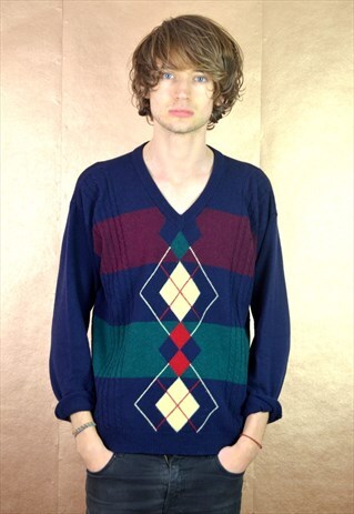 90'S VINTAGE ST MICHAEL DIAMOND KNIT JUMPER