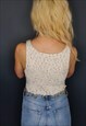 SLEEVELESS CROPPED KNIT VEST COWGIRL TOP WITH GOLD LOOPS