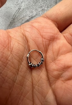 Bali Spiral design Hoop Huggies Sterling Silver thight fit 