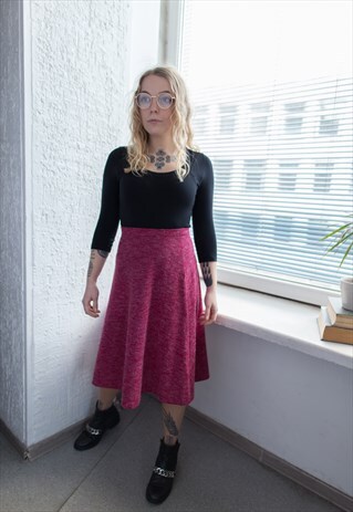 VINTAGE 70'S RED HIGH WAISTED A LINE SKIRT