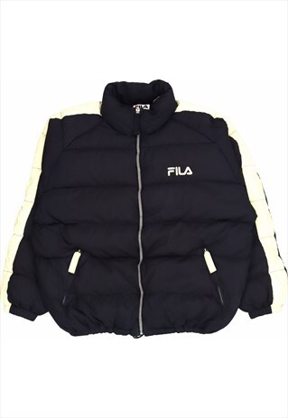 Fila 90's Spellout Zip Up Puffer Jacket XXLarge (2XL) Black