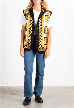 Women's Frey Black White Golden Baroque Vest