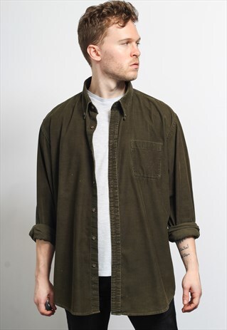 VINTAGE CORDUROY CORD SHIRT GREEN