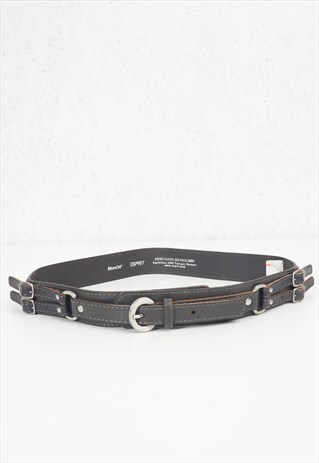 BLACK FAUX LEATHER VINTAGE BELT
