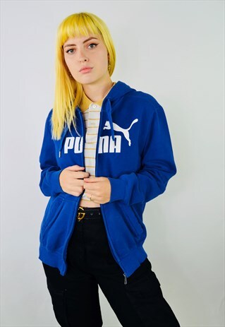 PUMA BLUE ZIP UP GRAPHIC HOODIE