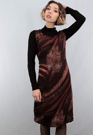 VINTAGE 90S PATTERNED SLIP DRESS