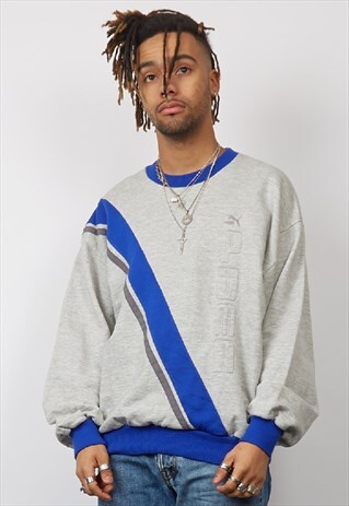 VINTAGE 80'S PUMA BLUE/GREY SWEATSHIRT