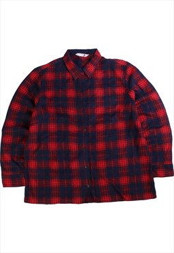 Vintage 90's Lee Shirt Fleece Check Long Sleeve Button Up
