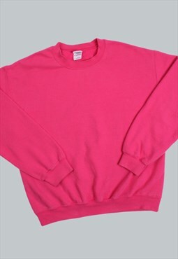 Vintage 90's Sweatshirt Pink Plain Jumper Medium