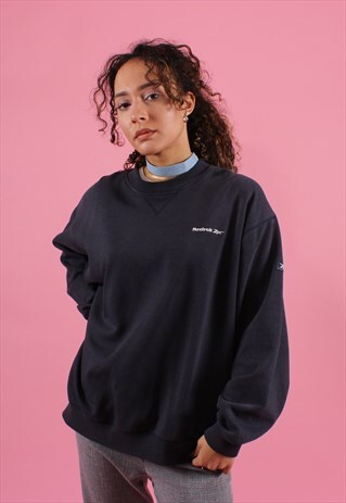 NAVY REEBOK EMBROIDERED SWEATSHIRT