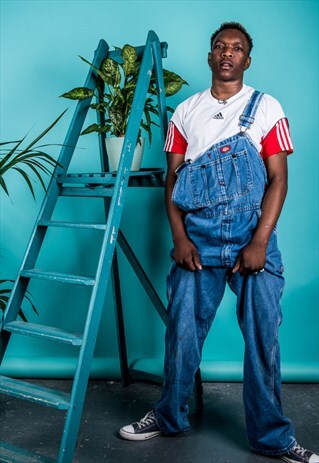 VINTAGE DICKIES DUNGAREES IN BLUE DENIM