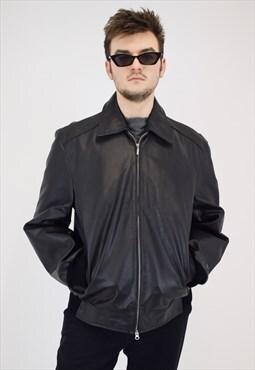 Vintage Wallace Black Leather Zip Up Jacket
