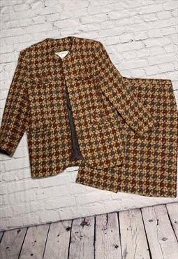 Vintage Patterned Matching Co Ord Jacket & Skirt Set