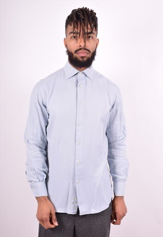 FERRE MENS VINTAGE SHIRT MEDIUM BLUE 90'S