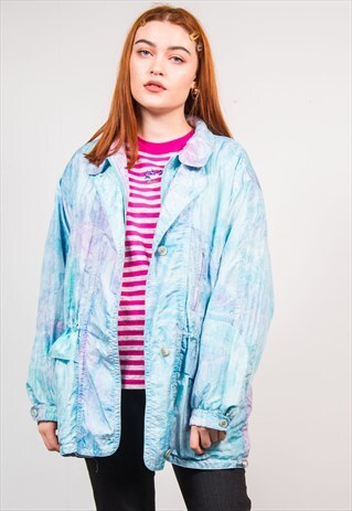 VINTAGE 90'S PASTEL TURQUOISE WINDBREAKER ANORAK JACKET