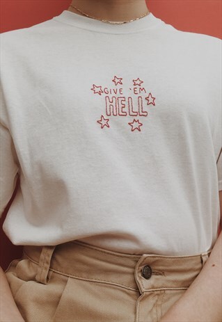 HAND EMBROIDERED ENCOURAGING QUOTE T-SHIRT