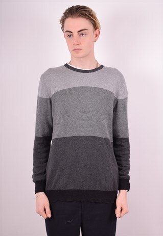 DKNY MENS VINTAGE JUMPER SWEATER MEDIUM GREY 90S