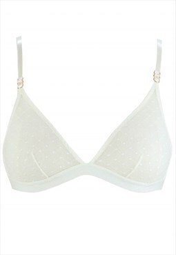 Women's Ecru Cage Lace Triangle Bralette Bra