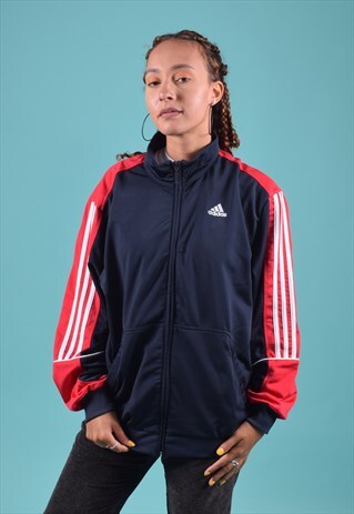 VINTAGE ADIDAS NAVY AND RED TRACK JACKET