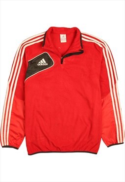 Vintage 90's Adidas Fleece Jumper Sportswear Quater Zip Red