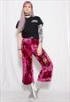 90s grunge y2k hippie boho embroidered pink velvet culottes