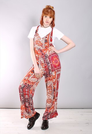 VINTAGE 90S BOHO PATTERNED FESTIVAL JUMPSUIT