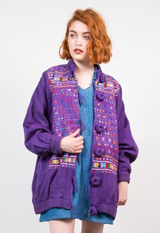 VINTAGE 90'S PURPLE ETHNIC STYLE FESTIVAL JACKET