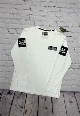 Y2K Von Dutch White Long Sleeve Top Size L