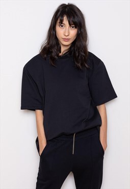 Oversized Black T-shirt with Loose Back