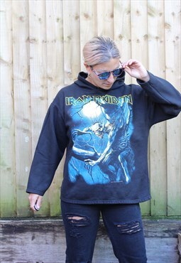 Vintage 1992 Rare dated Iron Maiden demon hoodie in black