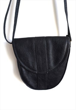 Vintage Black Genuine Leather Hand Bag Small Purse