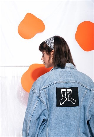 VINTAGE DENIM JACKET REWORKED FEMINIST PATCH GRUNGE JACKET
