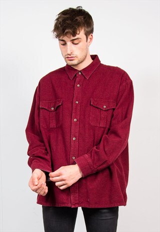 VINTAGE MAROON PLAIN FLANNEL SHIRT