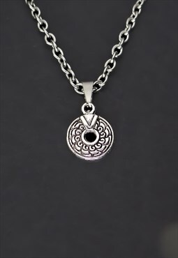 CRW Silver Bohemian Pattern Coin Necklace 